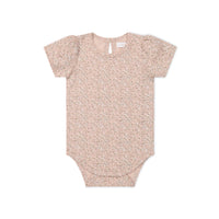 Organic Cotton Cap Sleeve Bodysuit - Amber Rose Childrens Bodysuit from Jamie Kay NZ