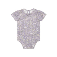 Organic Cotton Cap Sleeve Bodysuit - April Lilac Childrens Bodysuit from Jamie Kay NZ