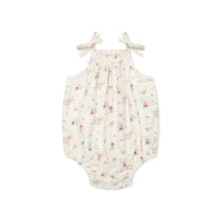 Organic Cotton Cassie Playsuit - Sweet William Floral Natural Childrens Playsuit from Jamie Kay NZ