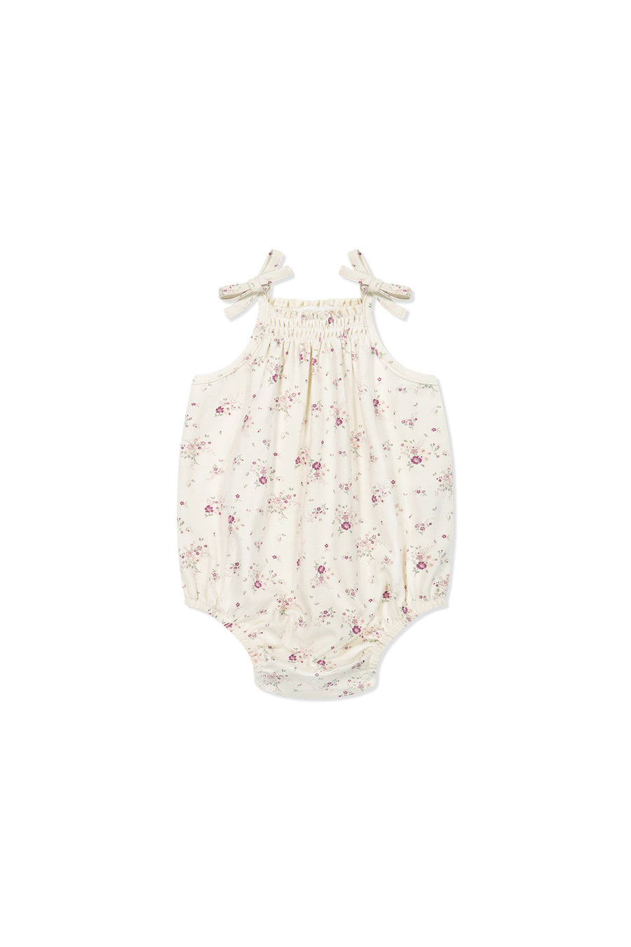 Organic Cotton Cassie Playsuit - Sweet William Floral Natural Childrens Playsuit from Jamie Kay NZ