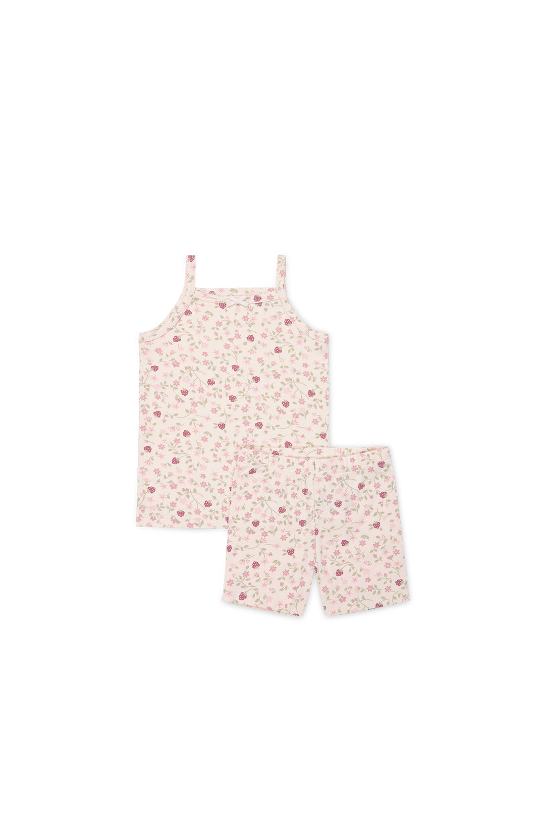 Organic Cotton Daisy May Singlet Pyjama Set - Berry Cream Adaline Berries Childrens Pyjama from Jamie Kay NZ