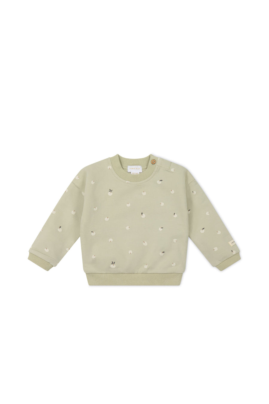 Organic Cotton Damien Sweatshirt - Fresh Apples Abbey Medium Childrens Sweatshirting from Jamie Kay NZ