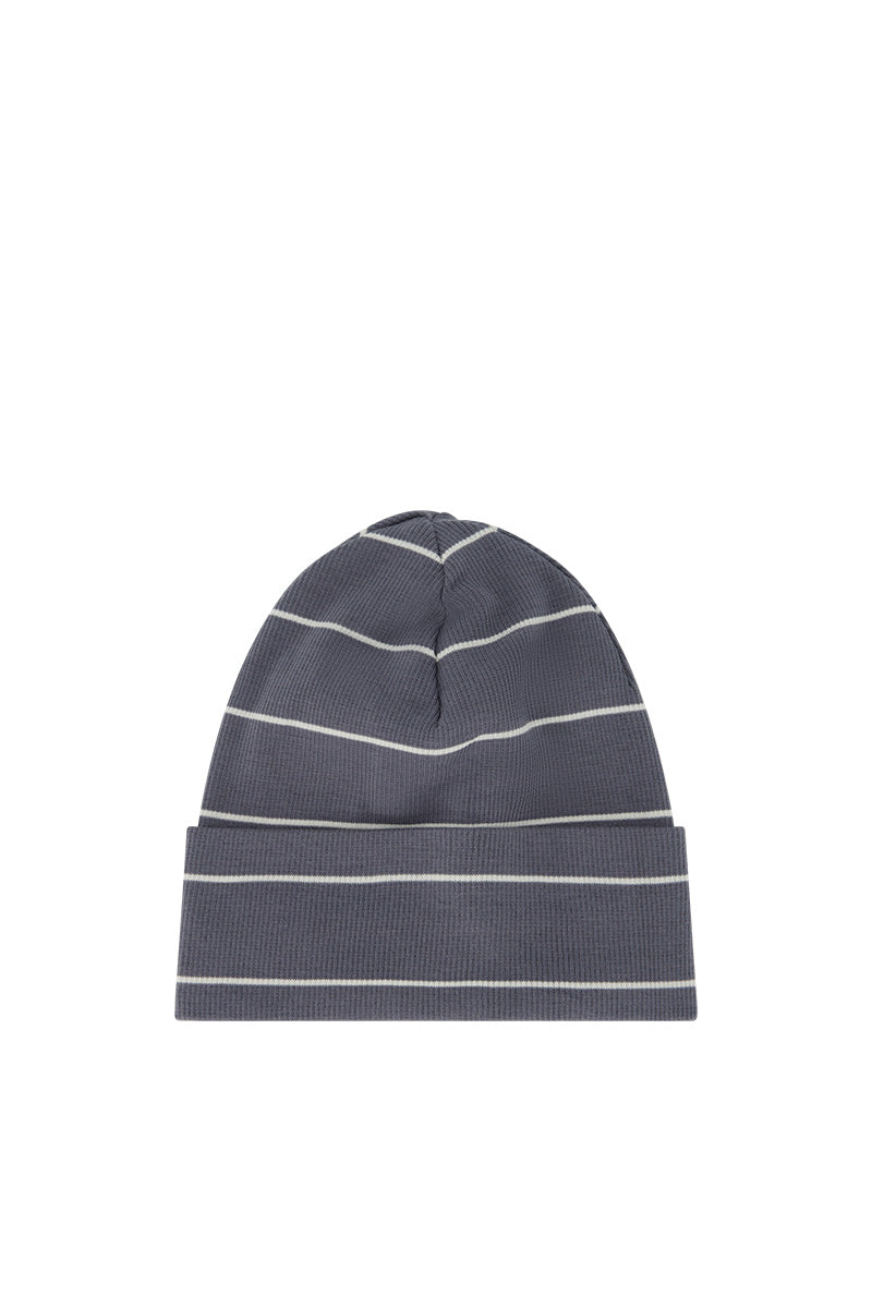 Organic Cotton Fine Rib Beanie - Gracelyn Stripe Lava/Cloud Childrens Beanie from Jamie Kay NZ