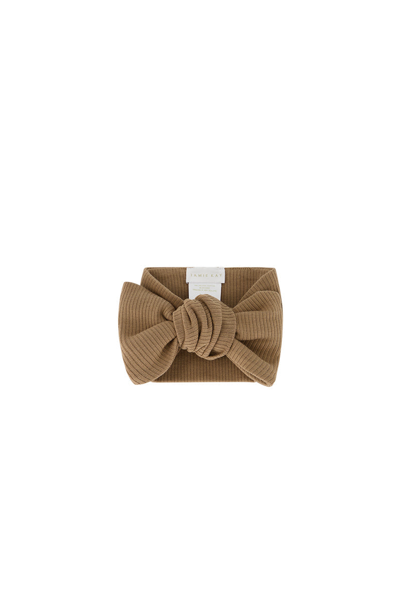 Organic Cotton Fine Rib Headband - Caramel Childrens Headband from Jamie Kay NZ