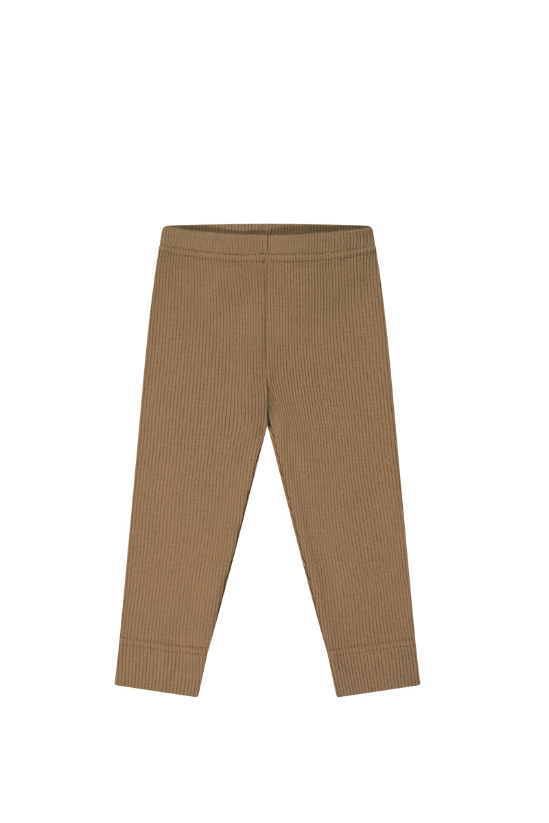 Organic Cotton Fine Rib Legging - Caramel Childrens Legging from Jamie Kay NZ