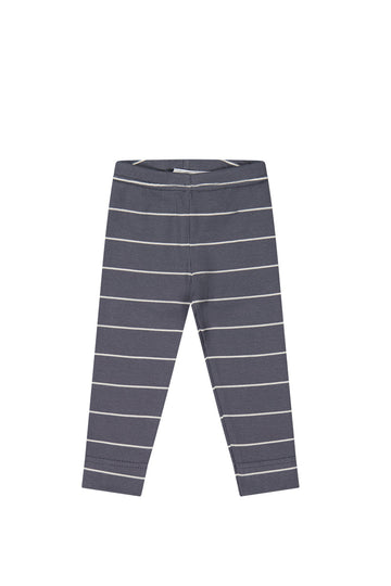 Organic Cotton Fine Rib Legging - Gracelyn Stripe Lava/Cloud Childrens Legging from Jamie Kay NZ