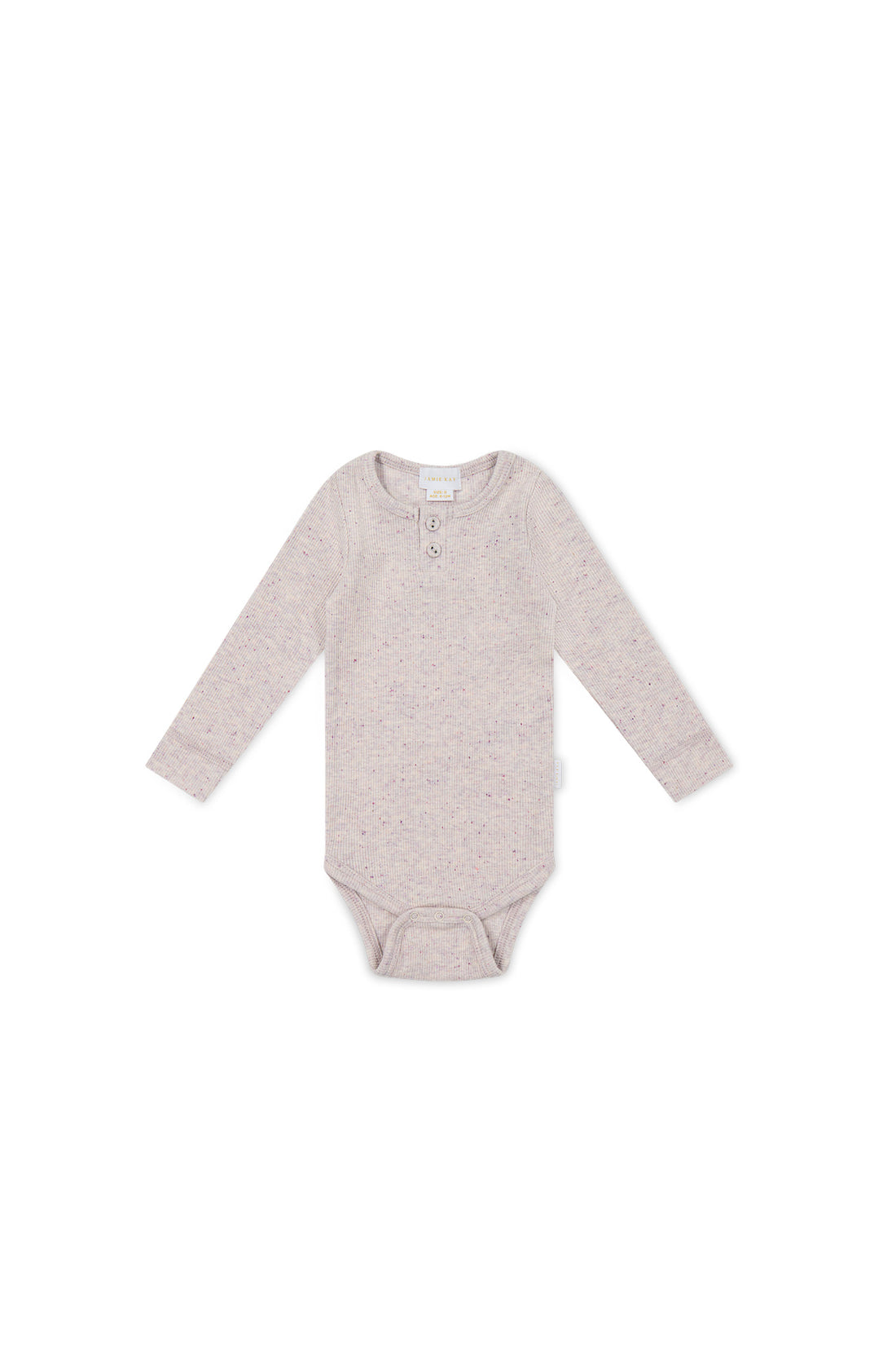 Organic Cotton Fine Rib Long Sleeve Bodysuit - Lavender Fleck Childrens Bodysuit from Jamie Kay NZ