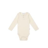 Organic Cotton Fine Rib Long Sleeve Bodysuit - Lily Fleck Childrens Bodysuit from Jamie Kay NZ