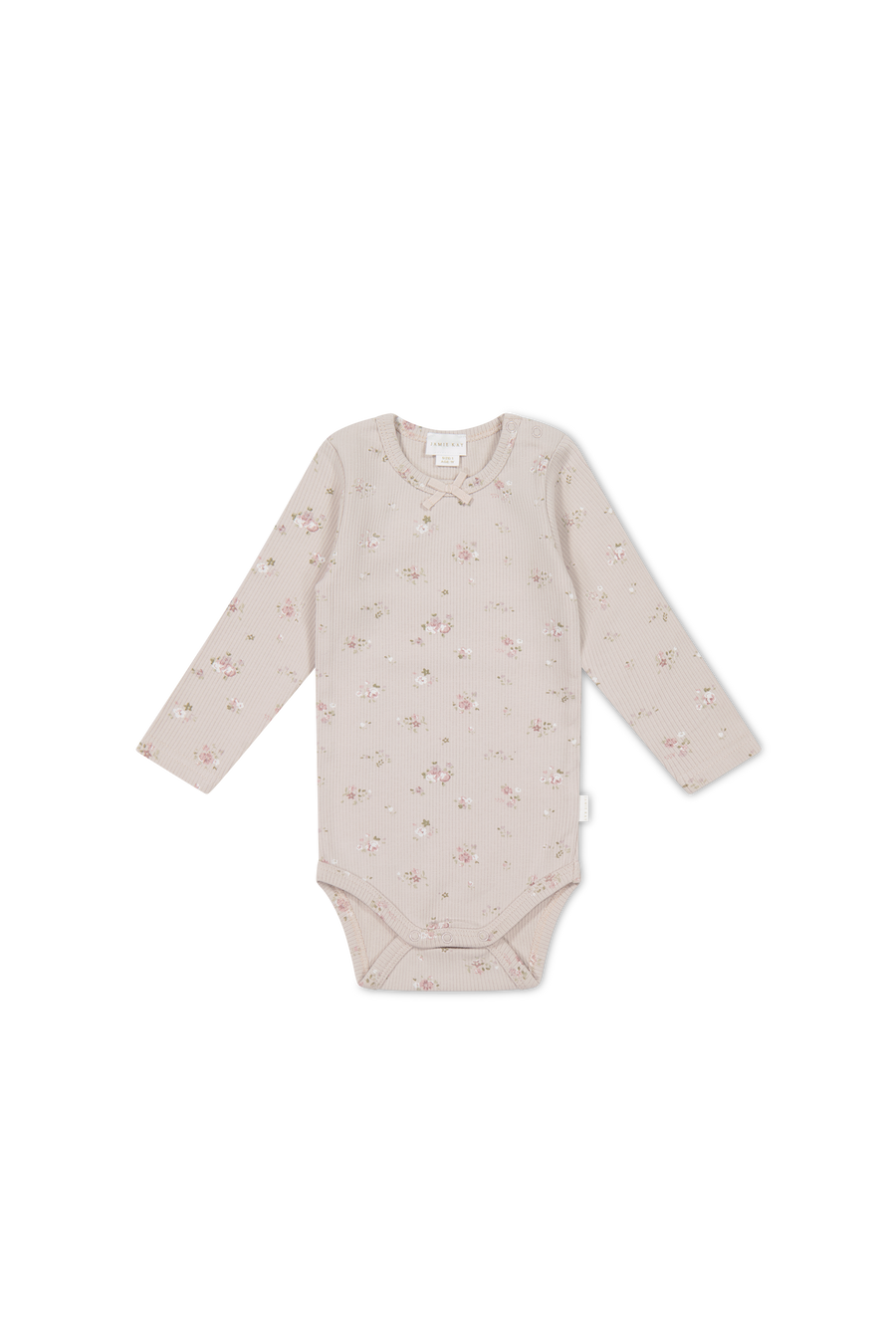 Organic Cotton Fine Rib Long Sleeve Bodysuit - Petite Fleur Violet Childrens Bodysuit from Jamie Kay NZ