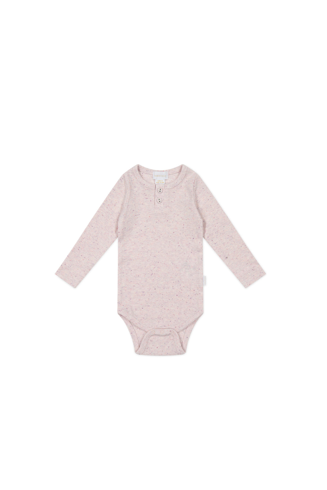 Organic Cotton Fine Rib Long Sleeve Bodysuit - Tulip Fleck Childrens Bodysuit from Jamie Kay NZ