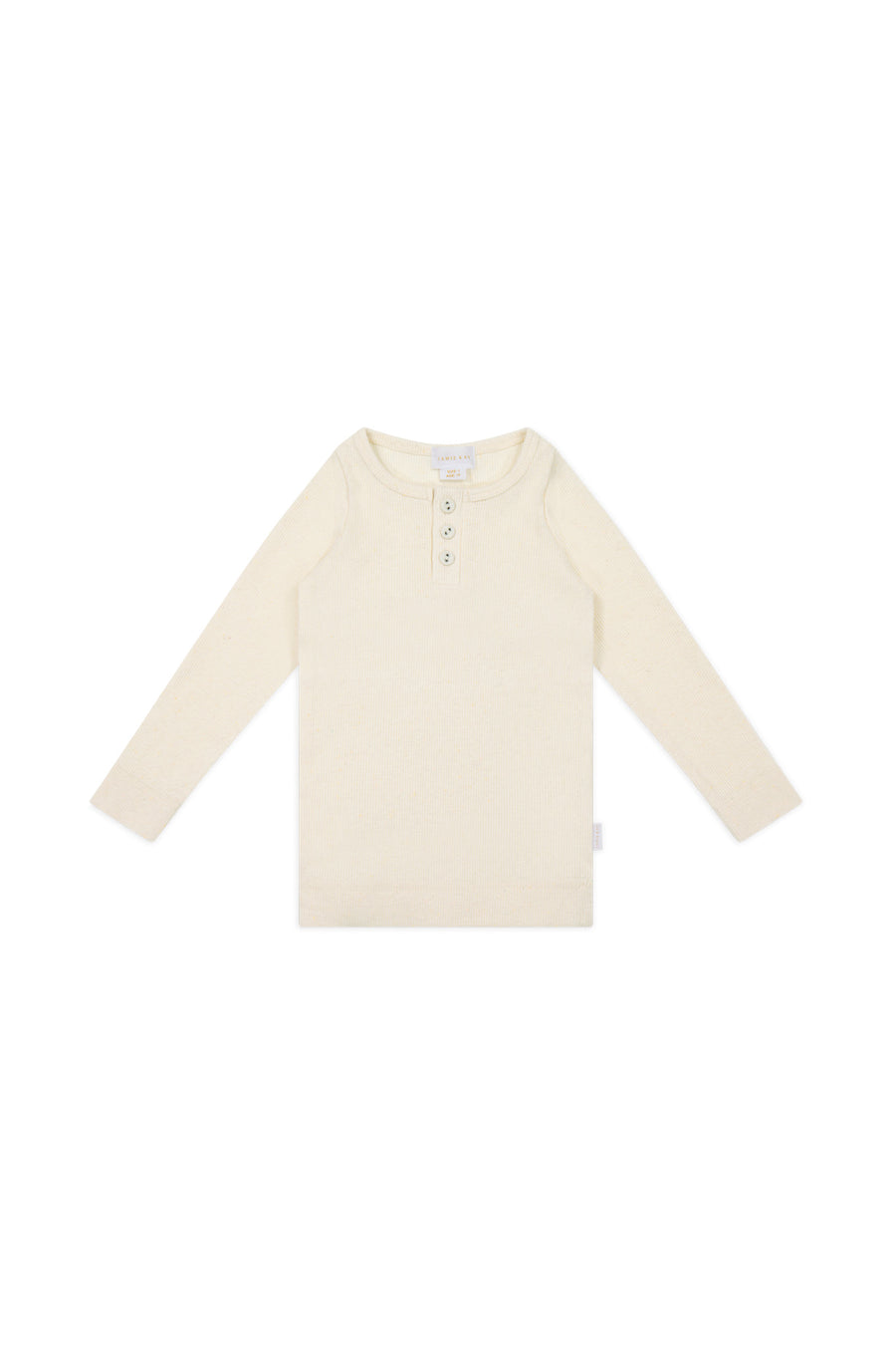 Organic Cotton Fine Rib Long Sleeve Henley - Lily Fleck Childrens Top from Jamie Kay NZ