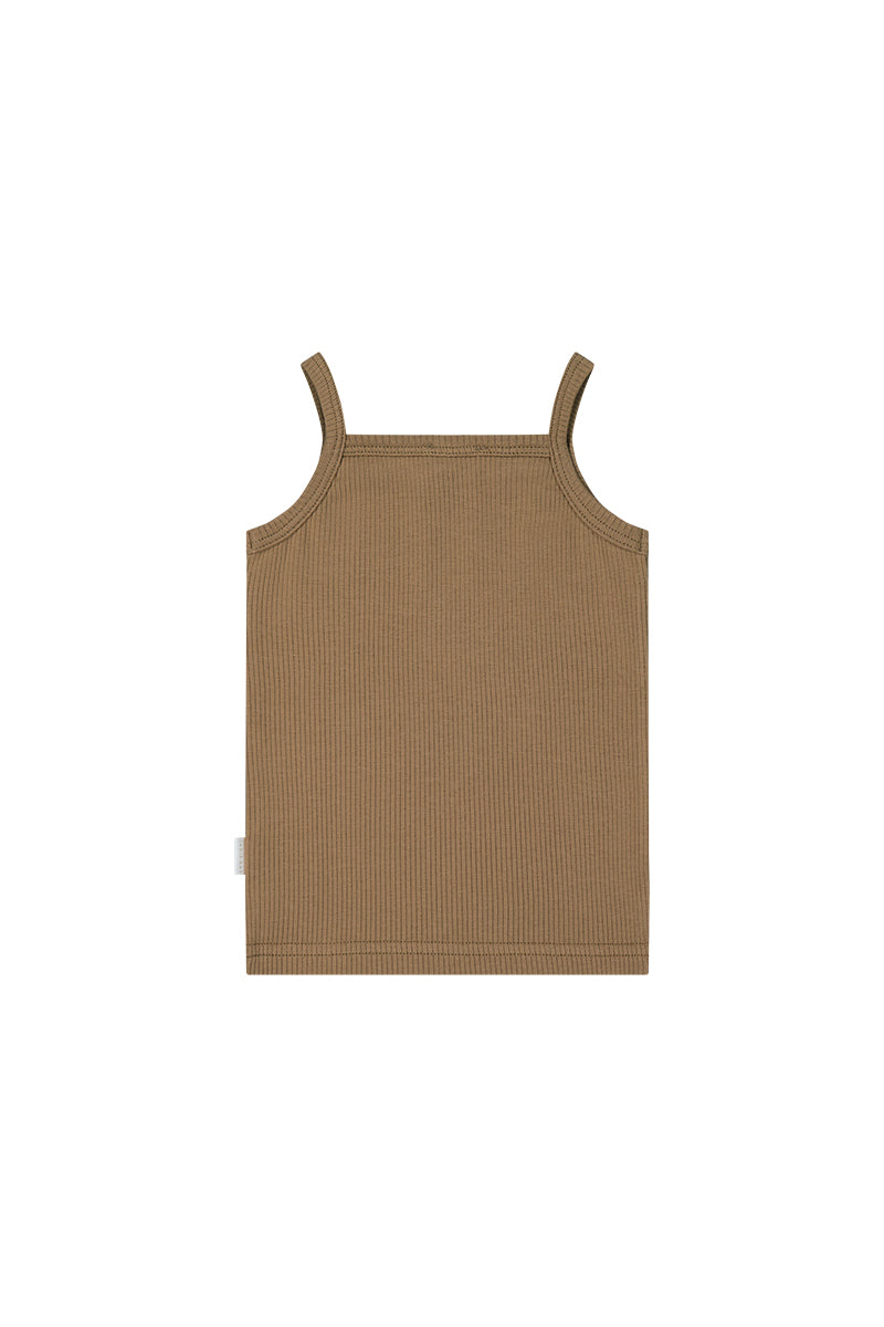 Organic Cotton Fine Rib Singlet - Caramel Childrens Singlet from Jamie Kay NZ