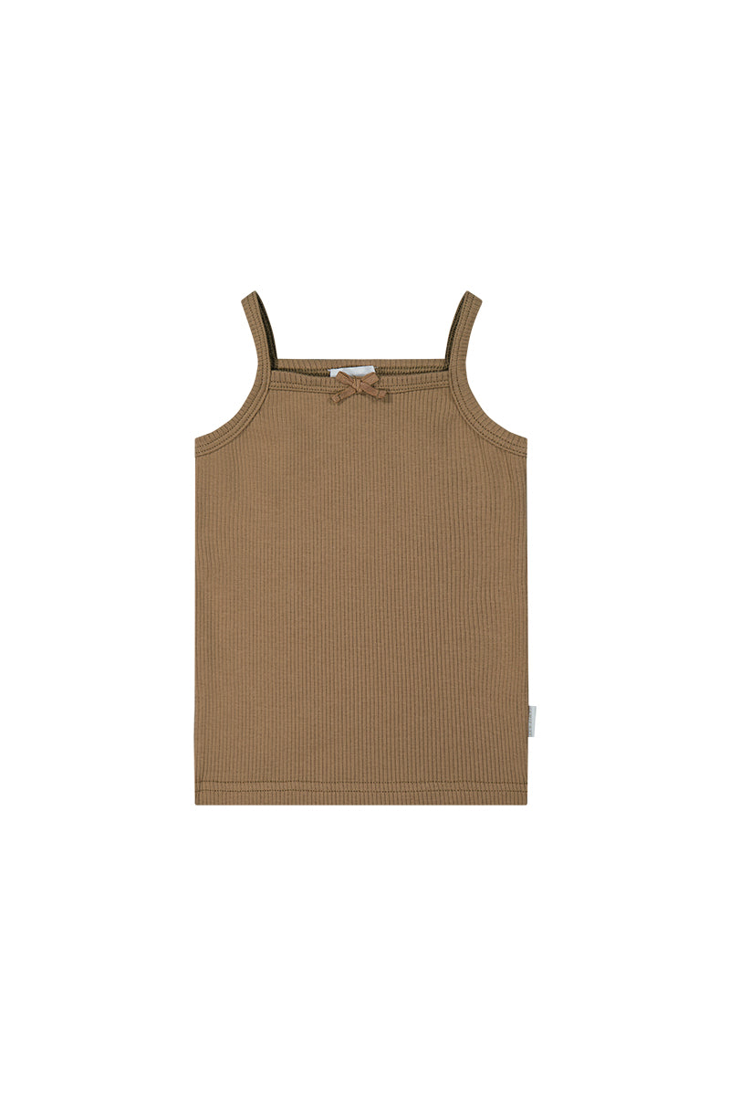 Organic Cotton Fine Rib Singlet - Caramel Childrens Singlet from Jamie Kay NZ