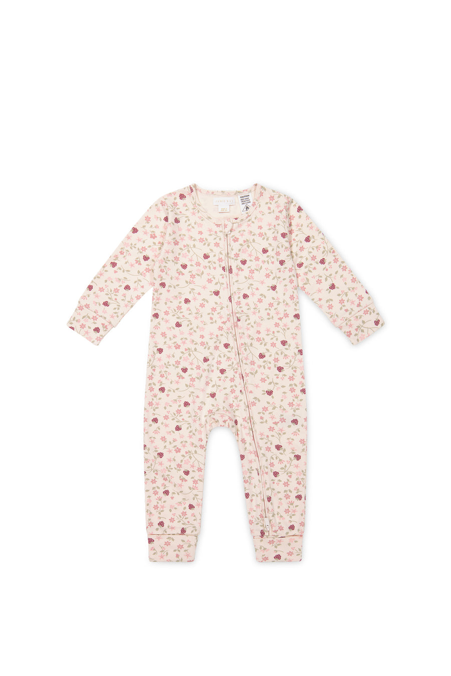 Organic Cotton Frankie Onepiece - Berry Cream Adaline Berries Childrens Pyjama from Jamie Kay NZ