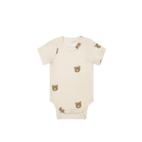 Organic Cotton Hudson Short Sleeve Bodysuit - Bobbie Bear Tofu Childrens Bodysuit from Jamie Kay NZ