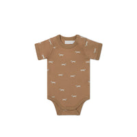 Organic Cotton Hudson Short Sleeve Bodysuit - Cosy Basil Spiced Childrens Bodysuit from Jamie Kay NZ