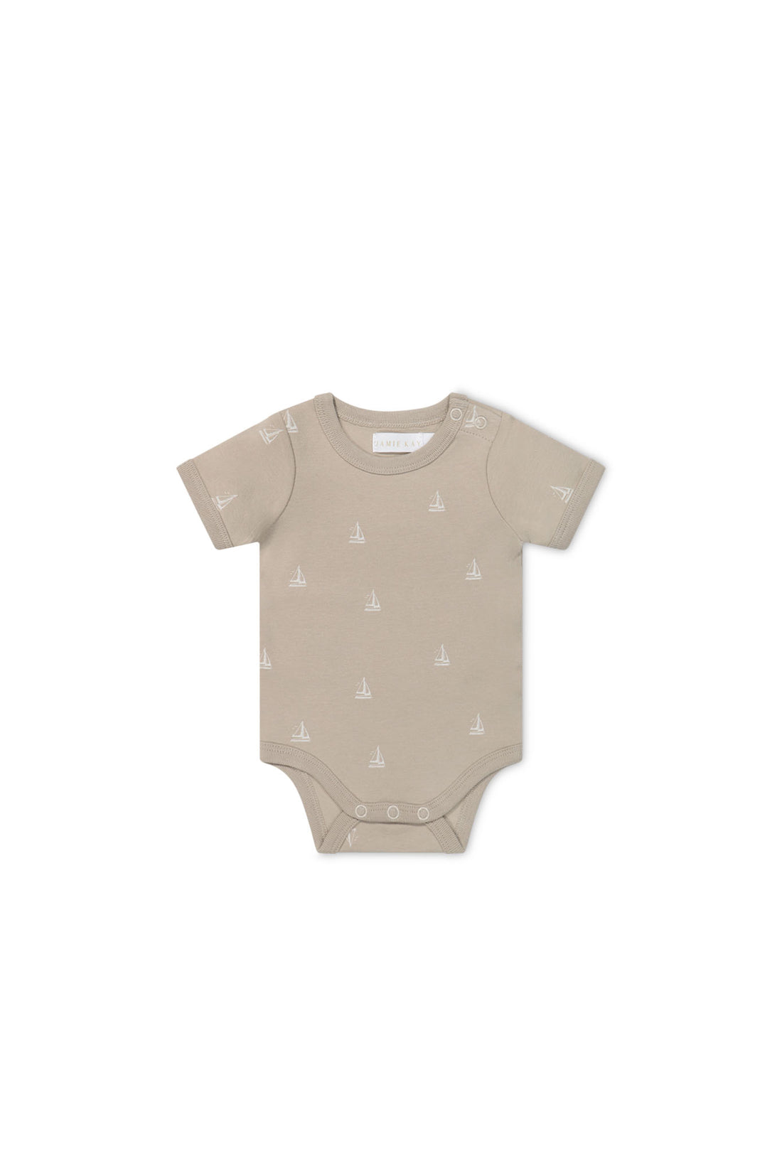 Organic Cotton Hudson Short Sleeve Bodysuit - Set Sail Vintage Taupe Childrens Bodysuit from Jamie Kay NZ