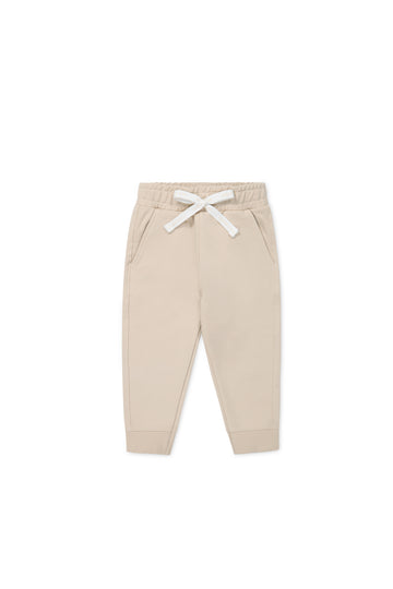 Organic Cotton Jalen Track Pant - Soft Sand Childrens Pant from Jamie Kay NZ