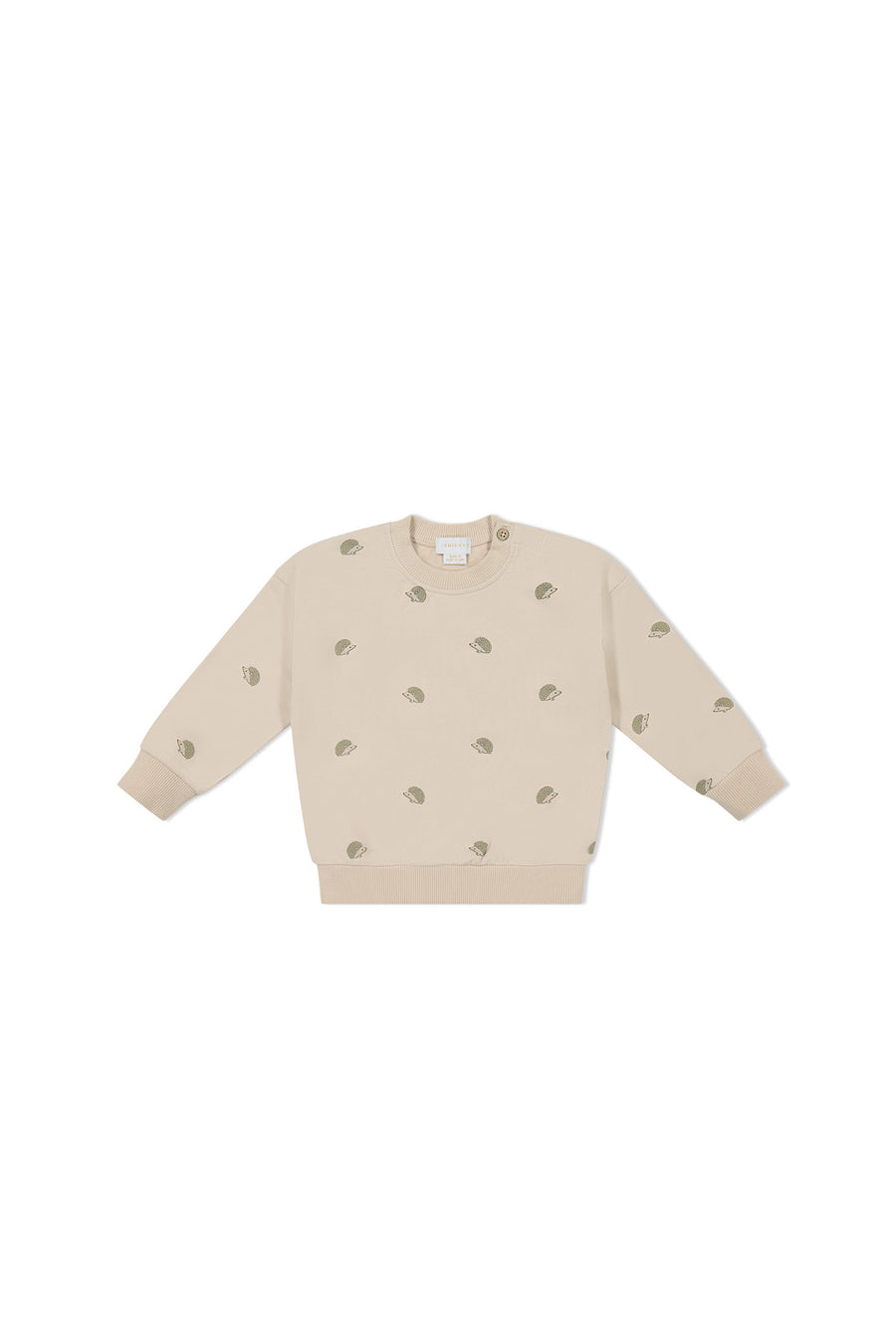 Organic Cotton Kit Sweatshirt - Henry Hedgehog Birch Childrens Top from Jamie Kay NZ