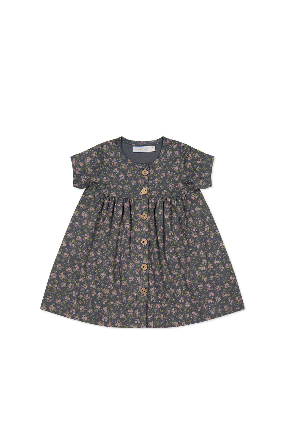 Organic Cotton Lola Dress - Rosalie Floral Lava Childrens Dress from Jamie Kay NZ