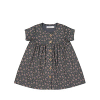 Organic Cotton Lola Dress - Rosalie Floral Lava Childrens Dress from Jamie Kay NZ