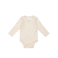 Organic Cotton Long Sleeve Bodysuit - Ditsy Berry Rose Childrens Bodysuit from Jamie Kay NZ