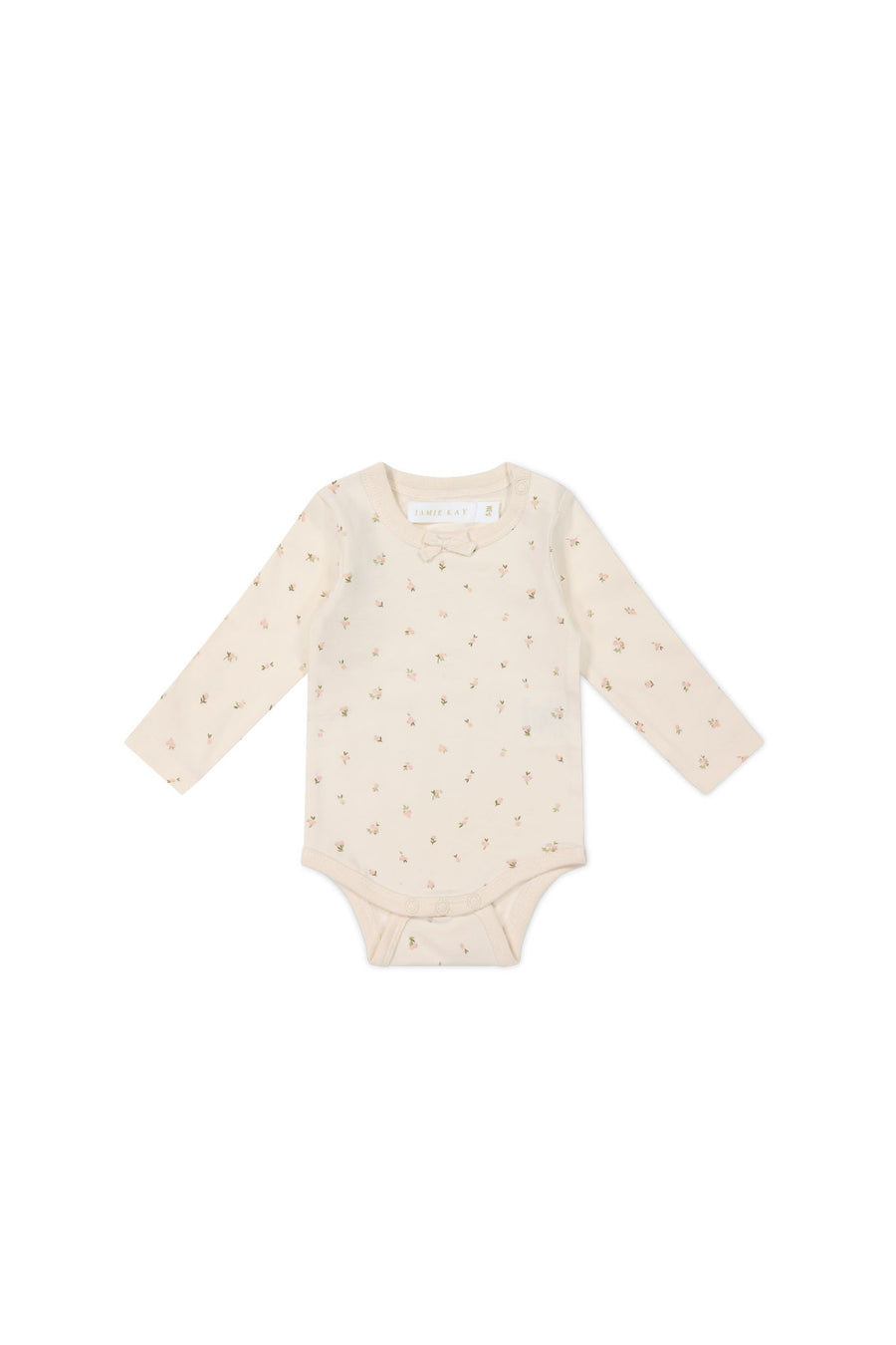 Organic Cotton Long Sleeve Bodysuit - Ditsy Berry Rose Childrens Bodysuit from Jamie Kay NZ