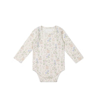 Organic Cotton Long Sleeve Bodysuit - Moons Garden Lavender Childrens Bodysuit from Jamie Kay NZ