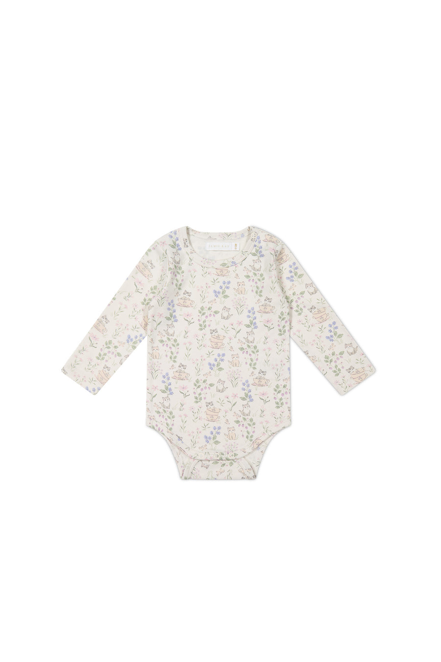 Organic Cotton Long Sleeve Bodysuit - Moons Garden Lavender Childrens Bodysuit from Jamie Kay NZ