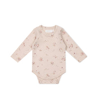 Organic Cotton Long Sleeve Bodysuit - Petite Fleur Soft Peony Childrens Bodysuit from Jamie Kay NZ