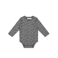 Organic Cotton Long Sleeve Bodysuit - Rosalie Floral Lava Childrens Bodysuit from Jamie Kay NZ