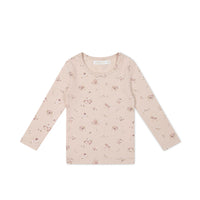 Organic Cotton Long Sleeve Top - Petite Fleur Soft Peony Childrens Top from Jamie Kay NZ