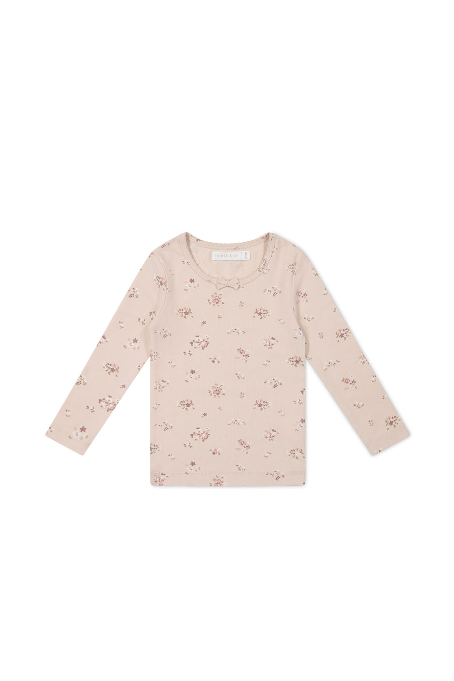 Organic Cotton Long Sleeve Top - Petite Fleur Soft Peony Childrens Top from Jamie Kay NZ