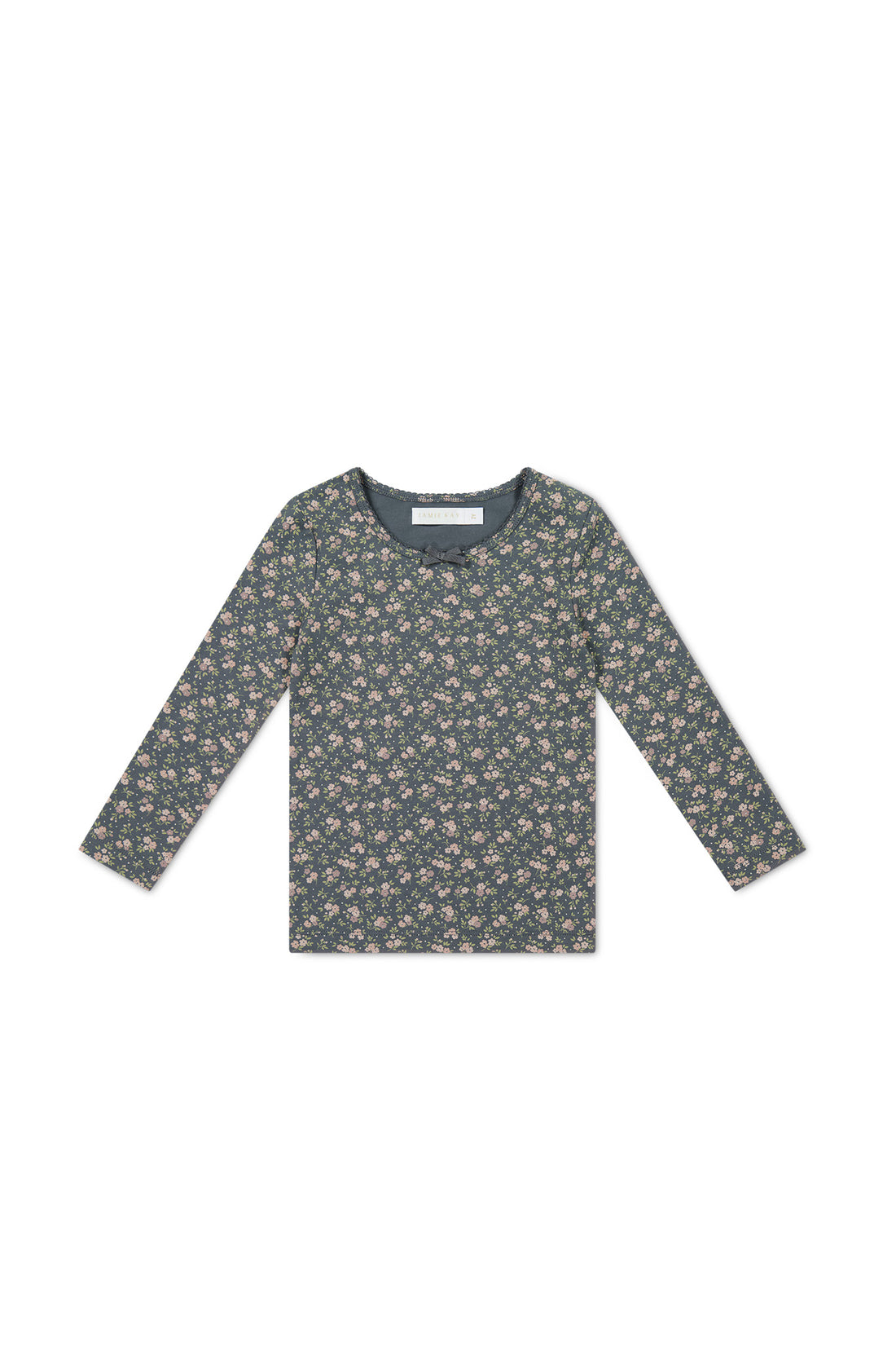 Organic Cotton Long Sleeve Top - Rosalie Floral Lava Childrens Top from Jamie Kay NZ