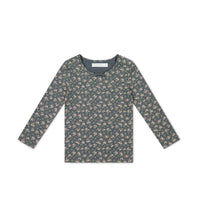 Organic Cotton Long Sleeve Top - Rosalie Floral Lava Childrens Top from Jamie Kay NZ