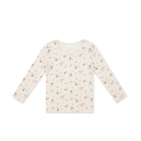 Organic Cotton Long Sleeve Top - Sweet William Floral Natural Childrens Top from Jamie Kay NZ