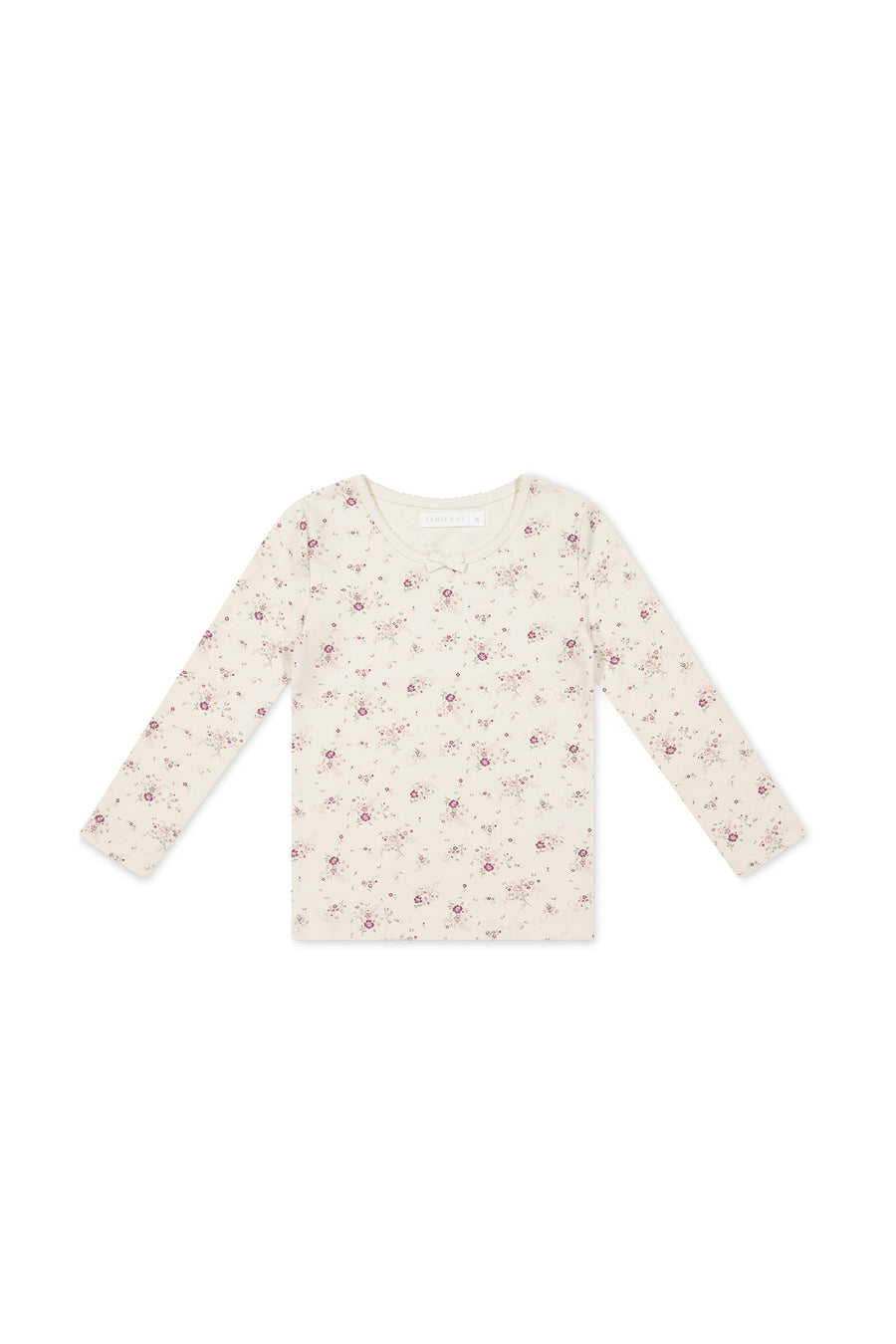 Organic Cotton Long Sleeve Top - Sweet William Floral Natural Childrens Top from Jamie Kay NZ