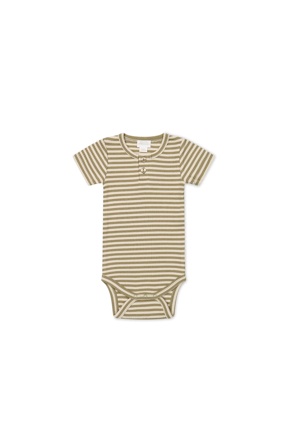 Organic Cotton Modal Darcy Rib Tee Bodysuit - Narrow Stripe Oak/Soft Clay Childrens Bodysuit from Jamie Kay NZ