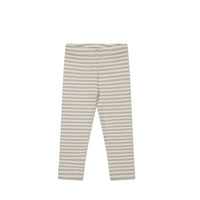 Organic Cotton Modal Everyday Legging - Narrow Stripe Willow/Soft Clay Childrens Legging from Jamie Kay NZ