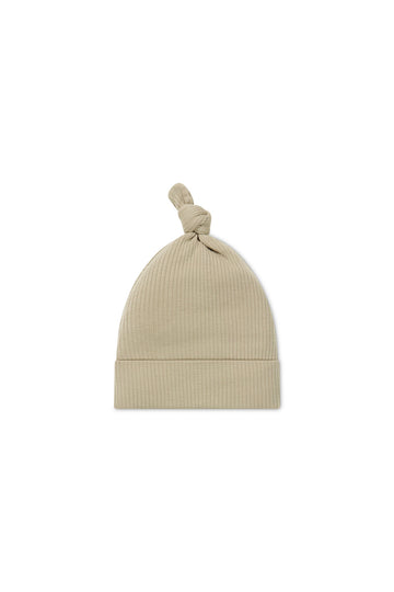 Organic Cotton Modal Knot Beanie - Vintage Taupe Childrens Hat from Jamie Kay NZ