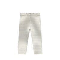 Organic Cotton Modal Everyday Legging - Narrow Stripe Moss/Cloud Childrens Legging from Jamie Kay NZ