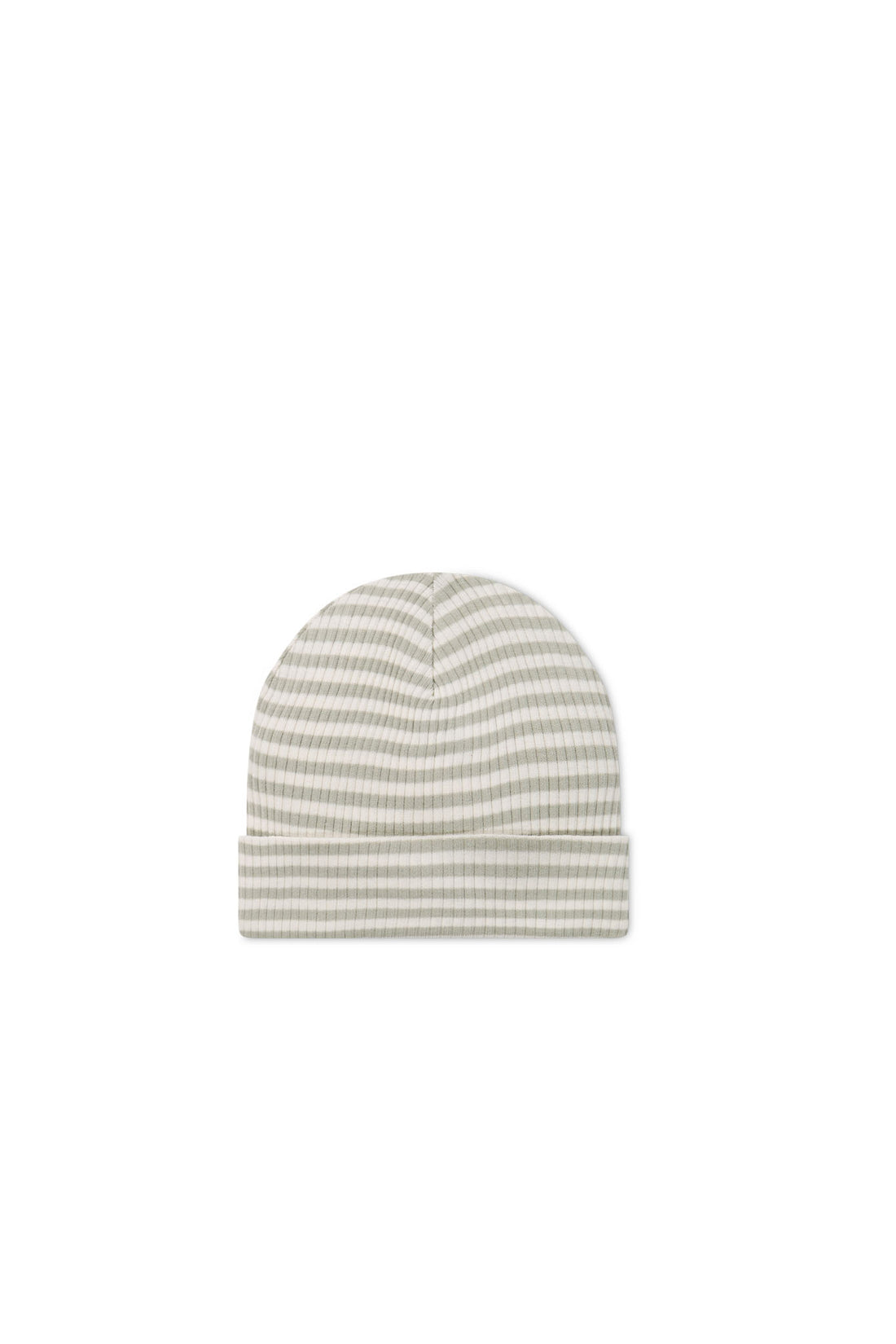 Organic Cotton Modal Lennon Beanie - Narrow Stripe Moss/Cloud Childrens Beanie from Jamie Kay NZ