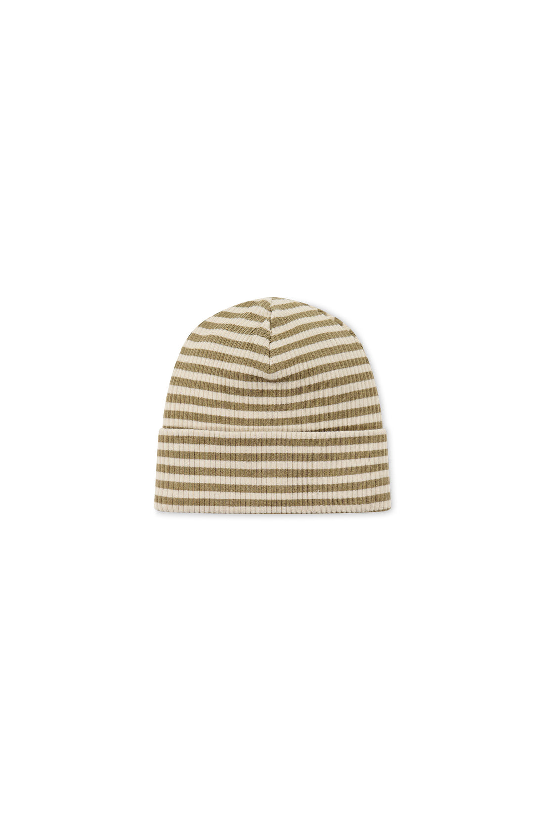 Organic Cotton Modal Lennon Beanie - Narrow Stripe Oak/Soft Clay Childrens Hat from Jamie Kay NZ