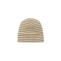 Organic Cotton Modal Lennon Beanie - Narrow Stripe Oak/Soft Clay Childrens Hat from Jamie Kay NZ