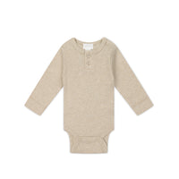 Organic Cotton Modal Long Sleeve Bodysuit - Biscuit Marle Childrens Bodysuit from Jamie Kay NZ