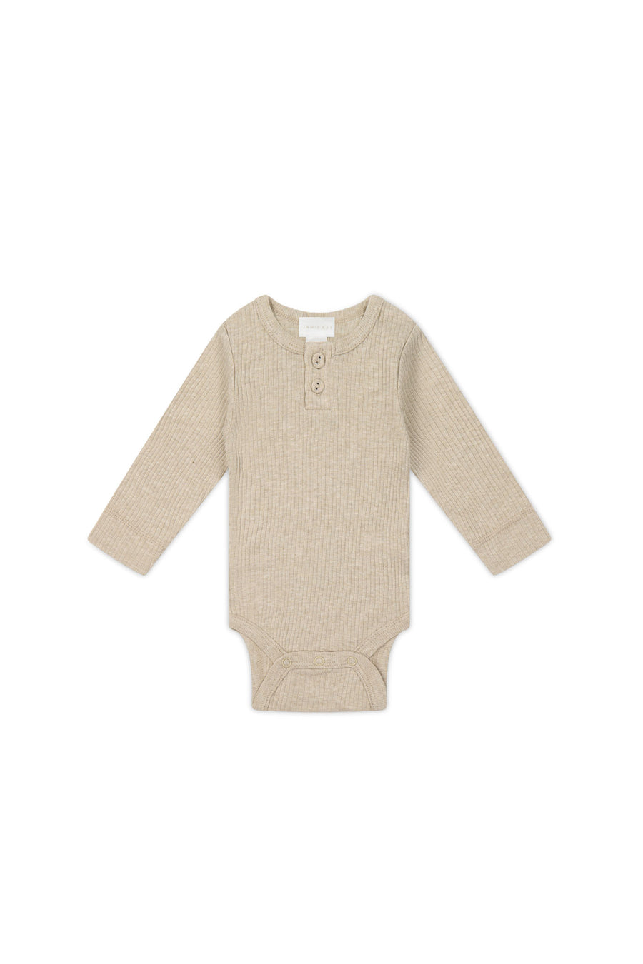 Organic Cotton Modal Long Sleeve Bodysuit - Biscuit Marle Childrens Bodysuit from Jamie Kay NZ