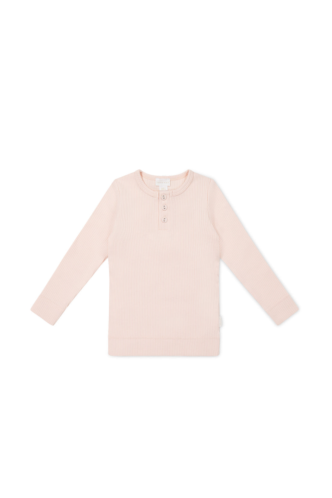 Organic Cotton Modal Long Sleeve Henley - Dainty Pink Childrens Top from Jamie Kay NZ