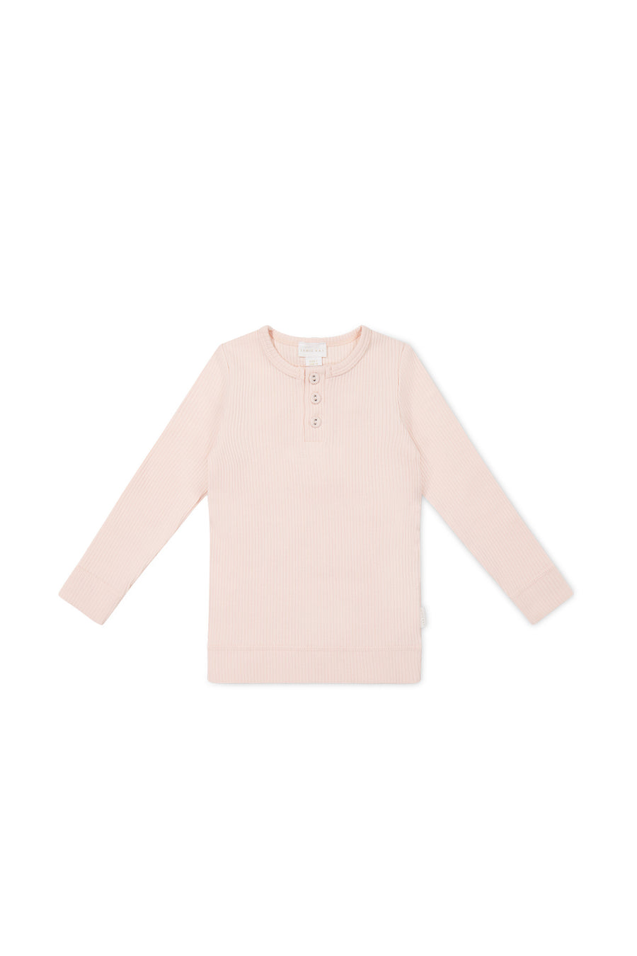 Organic Cotton Modal Long Sleeve Henley - Dainty Pink Childrens Top from Jamie Kay NZ