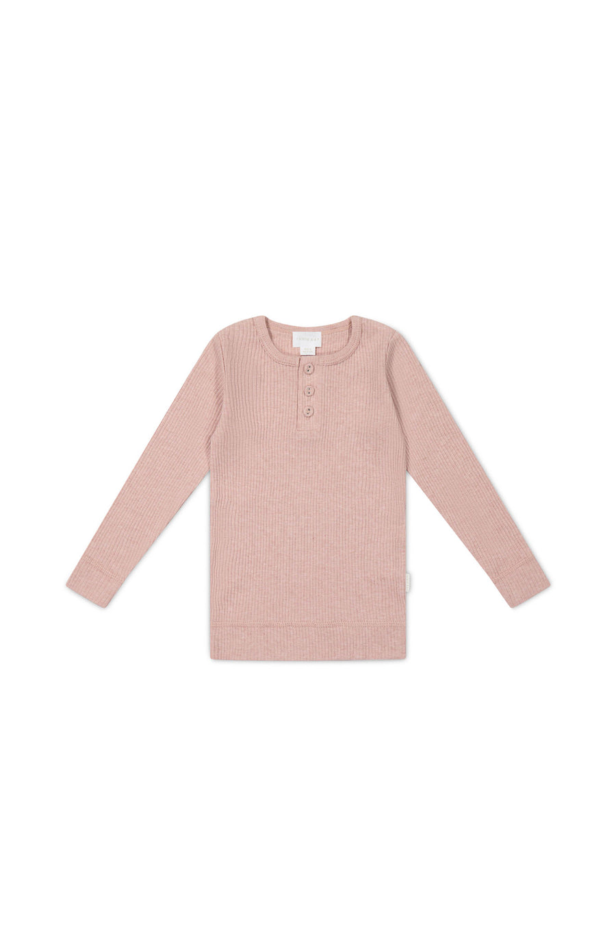 Organic Cotton Modal Long Sleeve Henley - Peony Marle Childrens Top from Jamie Kay NZ