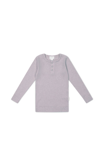 Organic Cotton Modal Long Sleeve Henley - Tulip Marle Childrens Top from Jamie Kay NZ